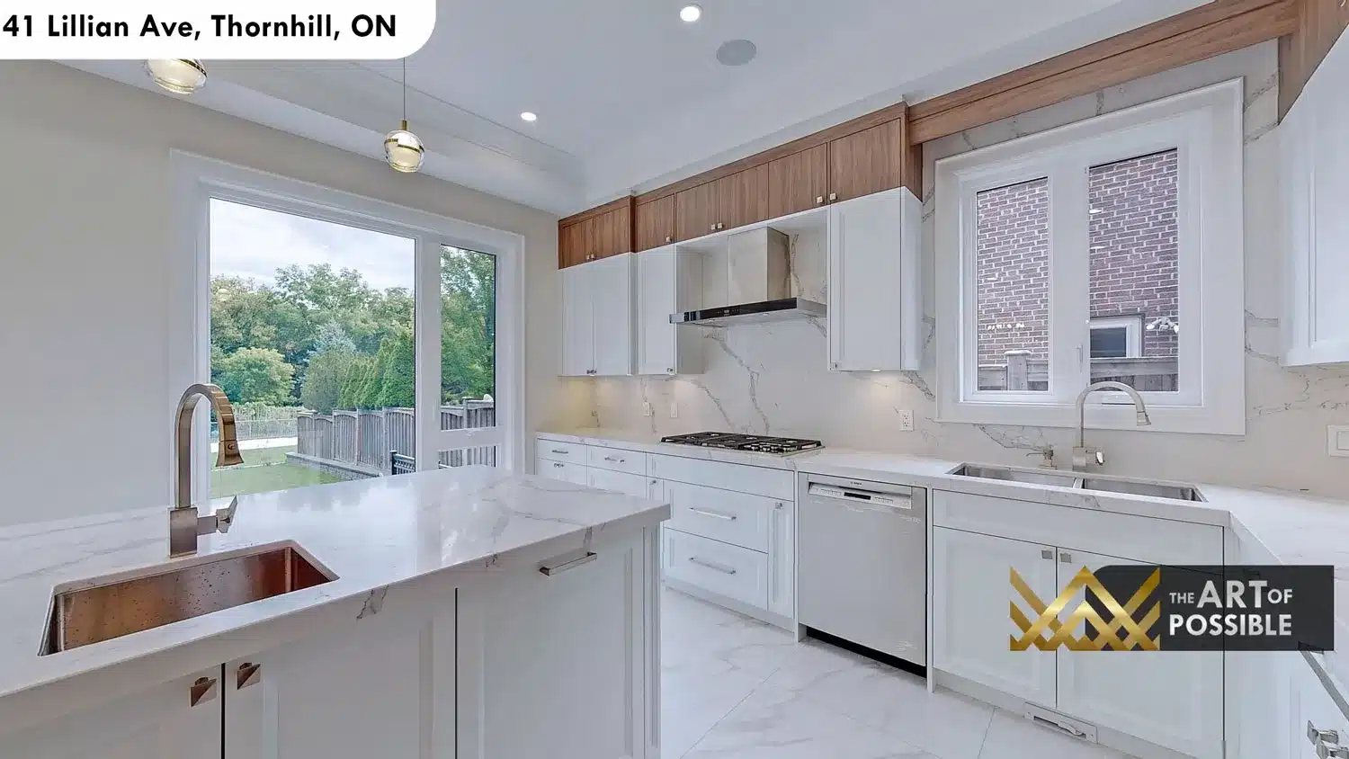 41 Lillian Ave Thornhill kitchen island copper undermount sink marble backsplash