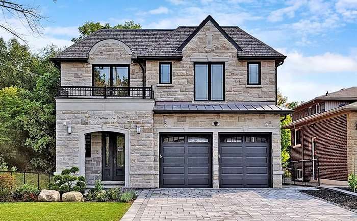 41 Lillian Ave, Thornhill: Arched Stone Facade, Marble Waterfall Kitchen and a Blue Ensuite with Gold Rain Head