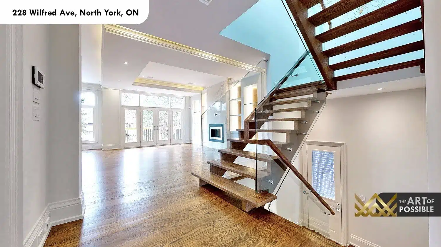 228 Wilfred Ave open-tread staircase glass balustrade