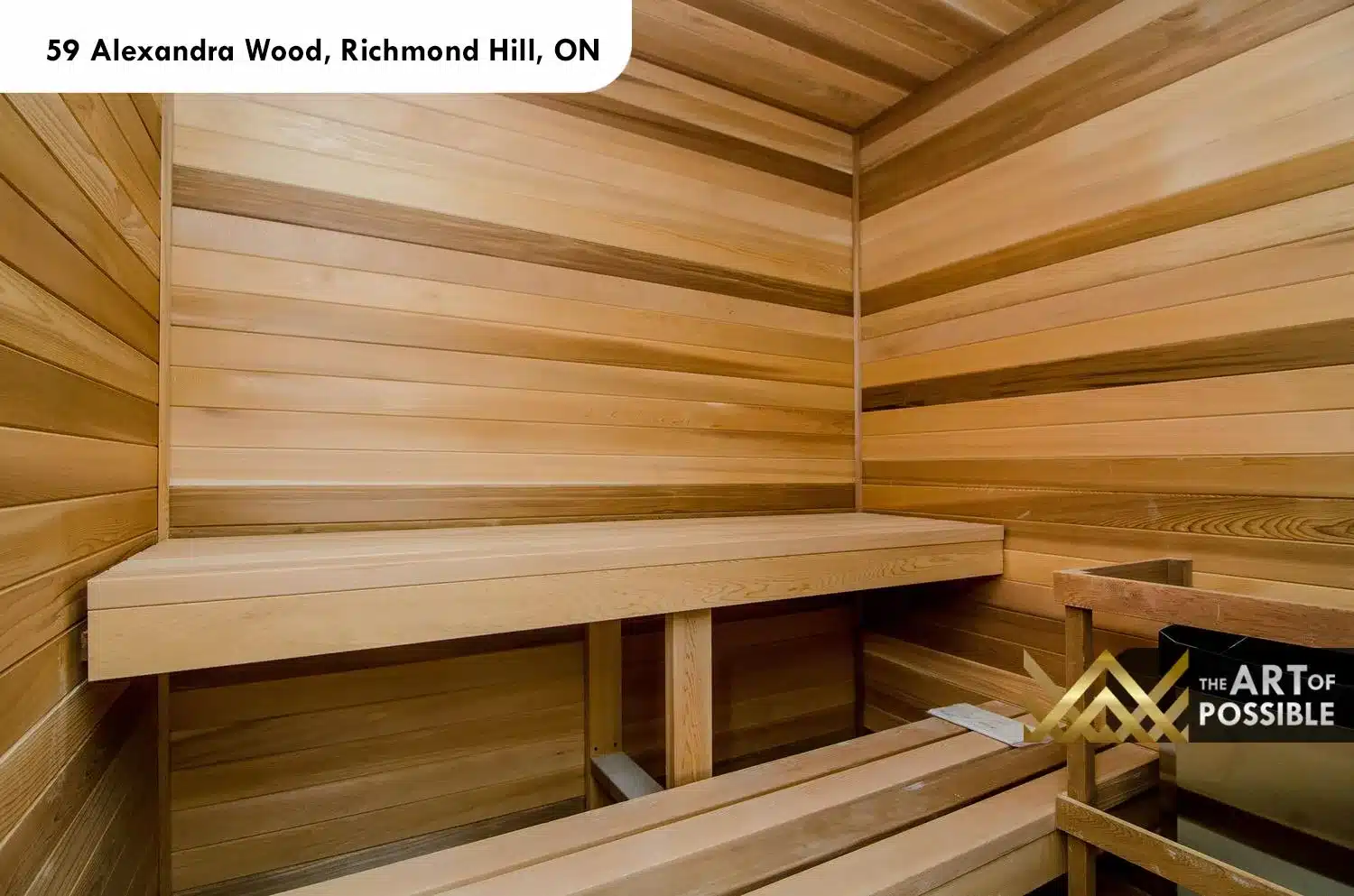 59 Alexandra Wood North York cedar sauna tiered benches tongue-and-groove planking