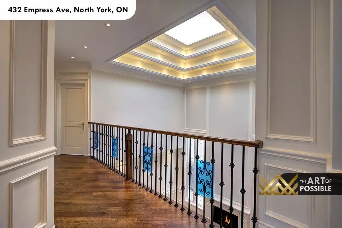 432 Empress Ave - upper hallway with skylight and LED cove lighting