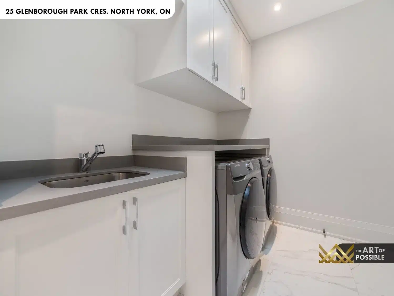 Basement wet bar with open display shelving