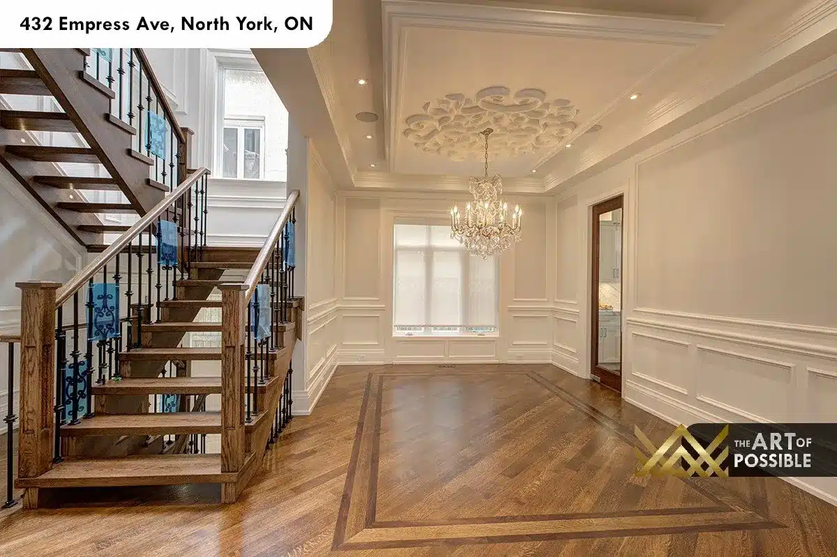 432 Empress Ave - formal dining room with crystal chandelier and ornate plaster ceiling medallion