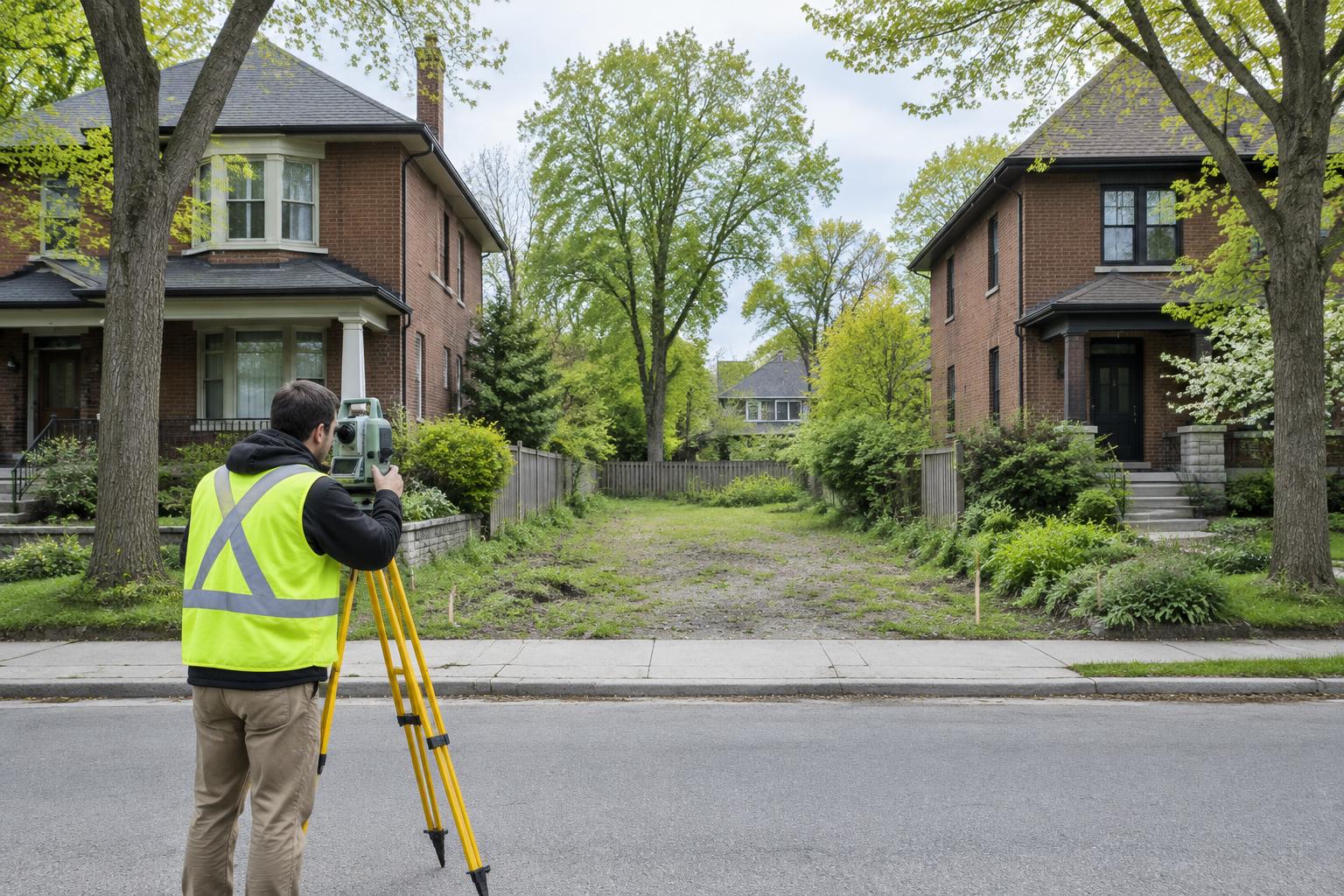 A modern-classic luxury infill home taking shape on a Toronto street