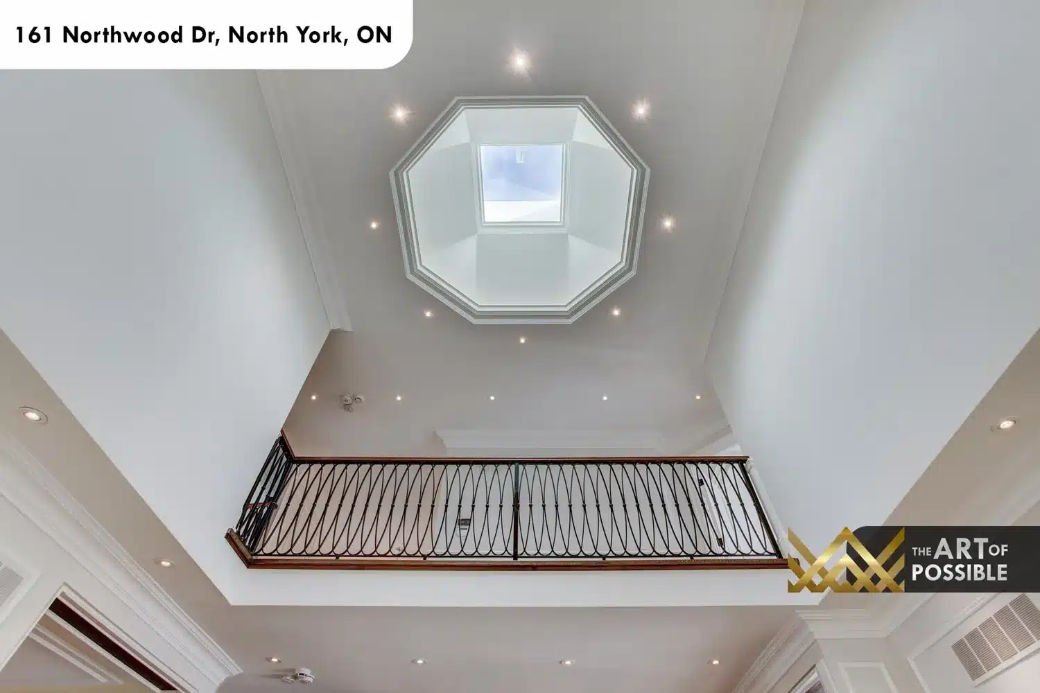 161 Northwood Dr North York octagonal skylight over staircase living room overlook balcony