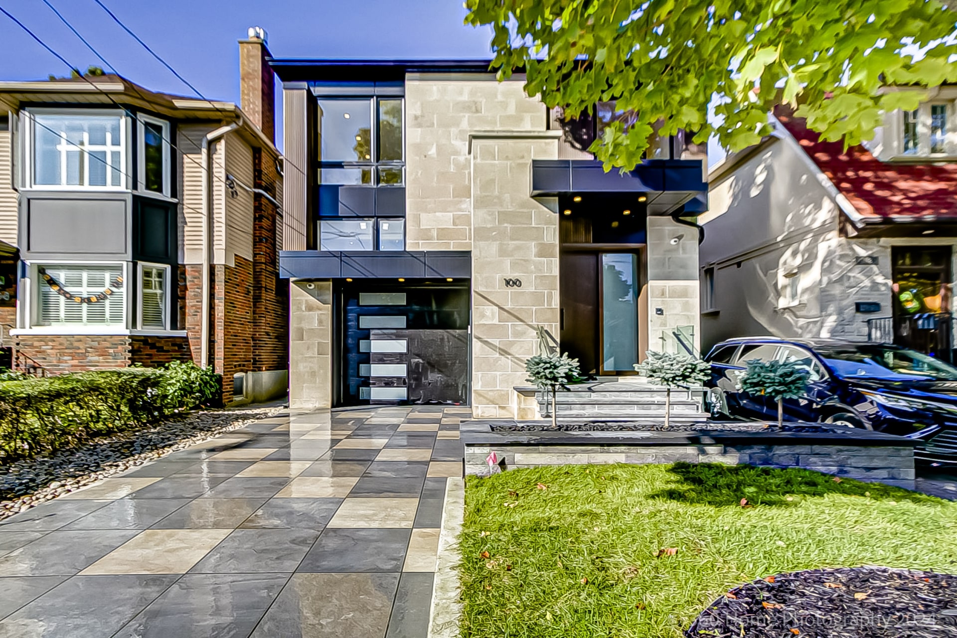 100 Glenvale Blvd, East York: Cut Stone Facade, Reeded Oak Island and a Calacatta Marble Ensuite with In-Ground Pool