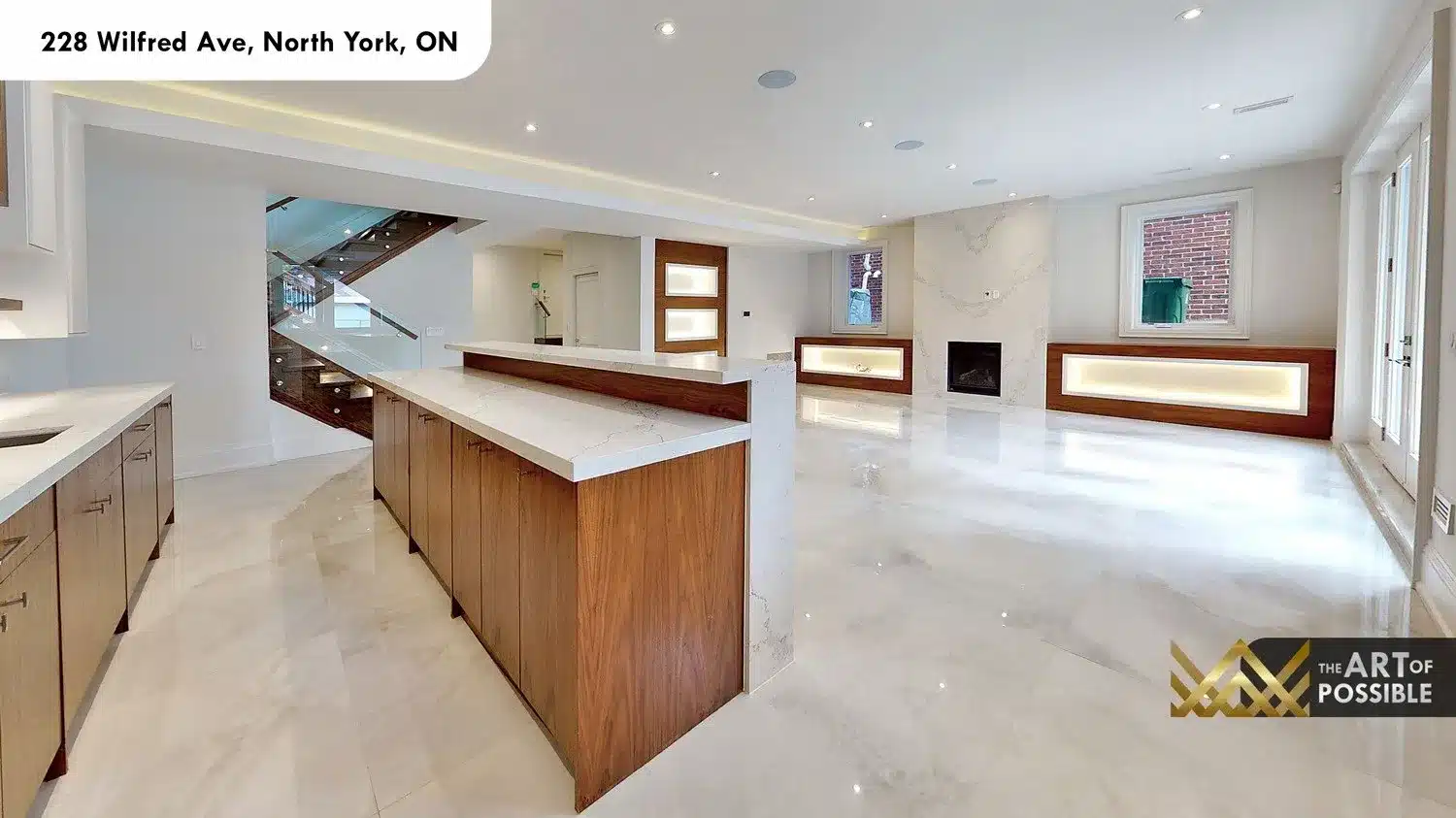 228 Wilfred Ave lower level walkout wet bar walnut marble floors staircase