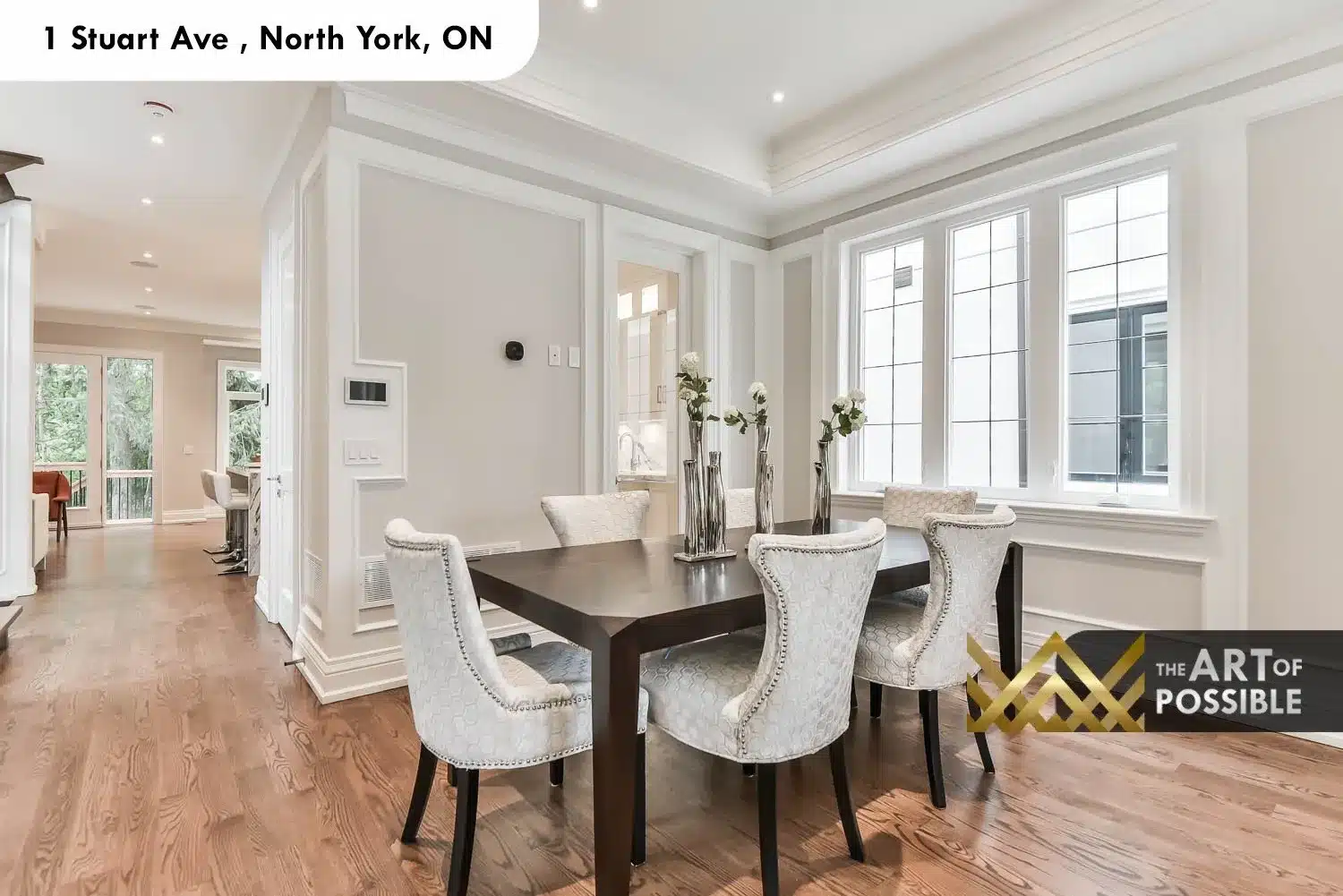 1 Stuart Ave dining room tray ceiling leaded grid windows