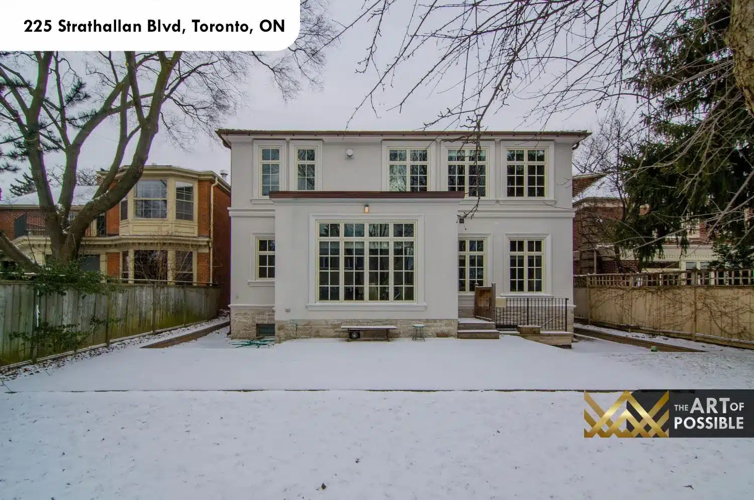 225 Strathallan Blvd Toronto - Rear elevation with white stucco and large windows