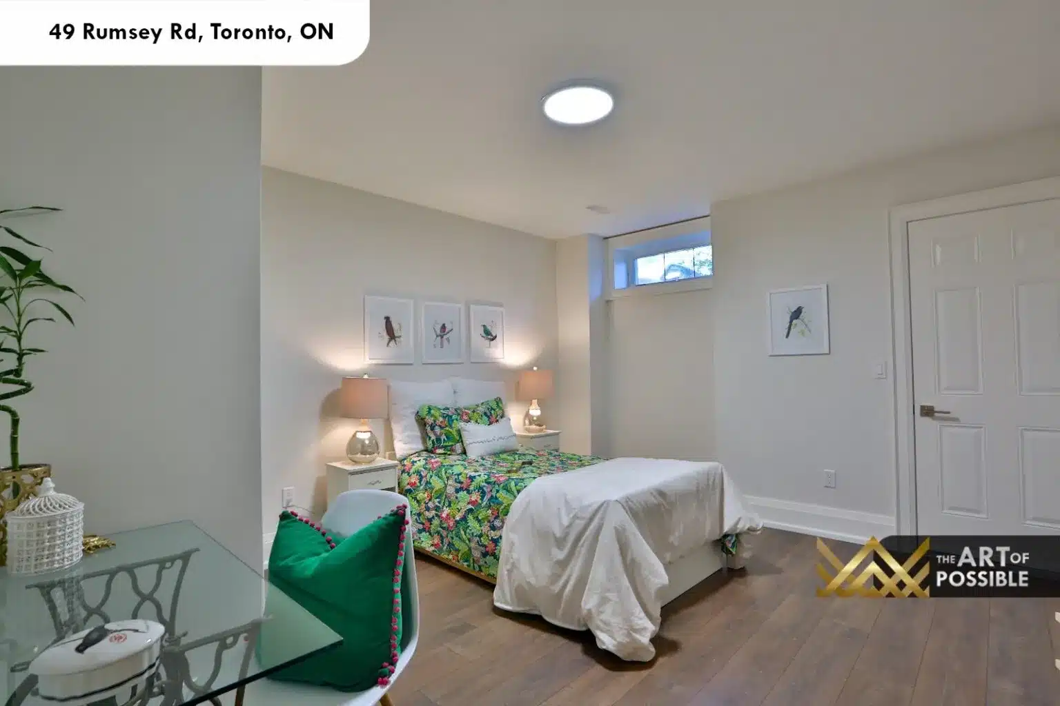 49 Rumsey Rd lower level bedroom guest suite above grade window hardwood floors
