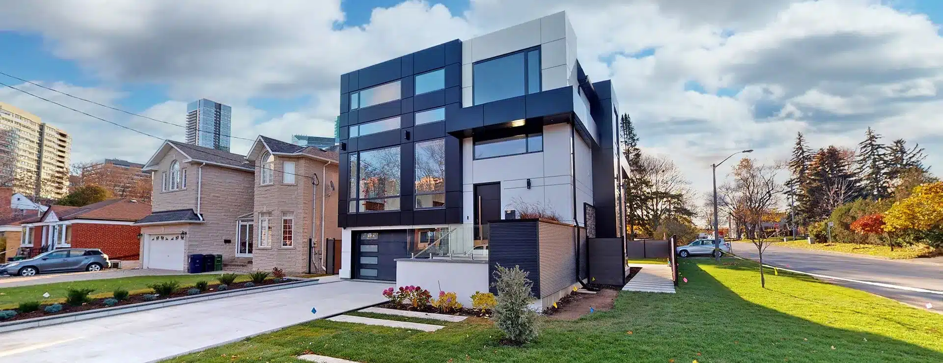 83 Elmhurst Ave, North York: Dark Marble Island, Glass-Panel Staircase and a Sculptural Chrome Foyer in a Contemporary Three-Storey Custom Build
