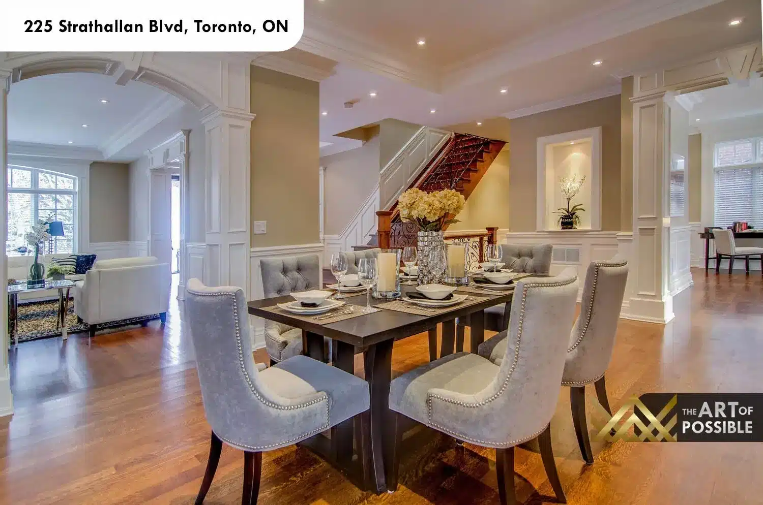 225 Strathallan Blvd Toronto - Formal dining room with white wainscotting