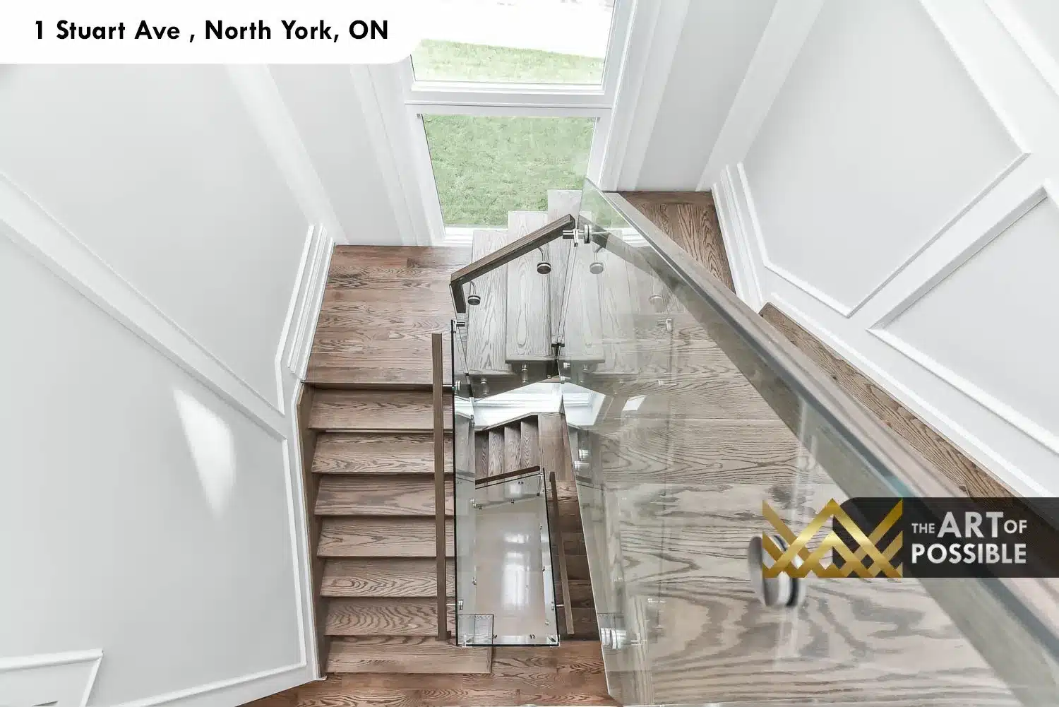 1 Stuart Ave staircase skylight overhead bird's eye view