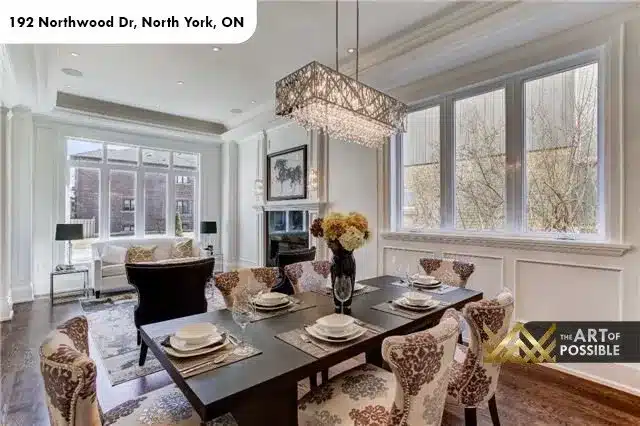 Formal dining room with crystal chandelier, 192 Northwood Dr North York