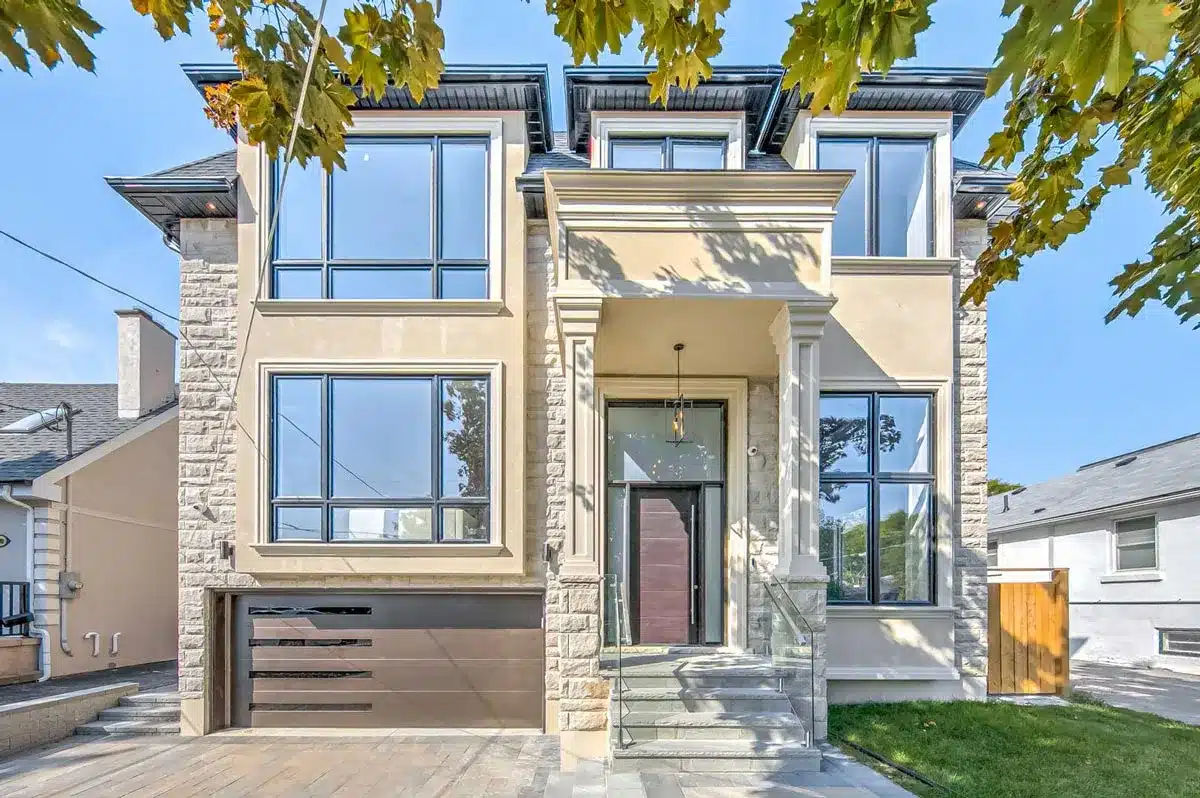 56 Patricia Ave, North York: Stone Facade, Walnut Accent Walls and a Glass-Railed Open-Tread Staircase in a Three-Storey Custom Home