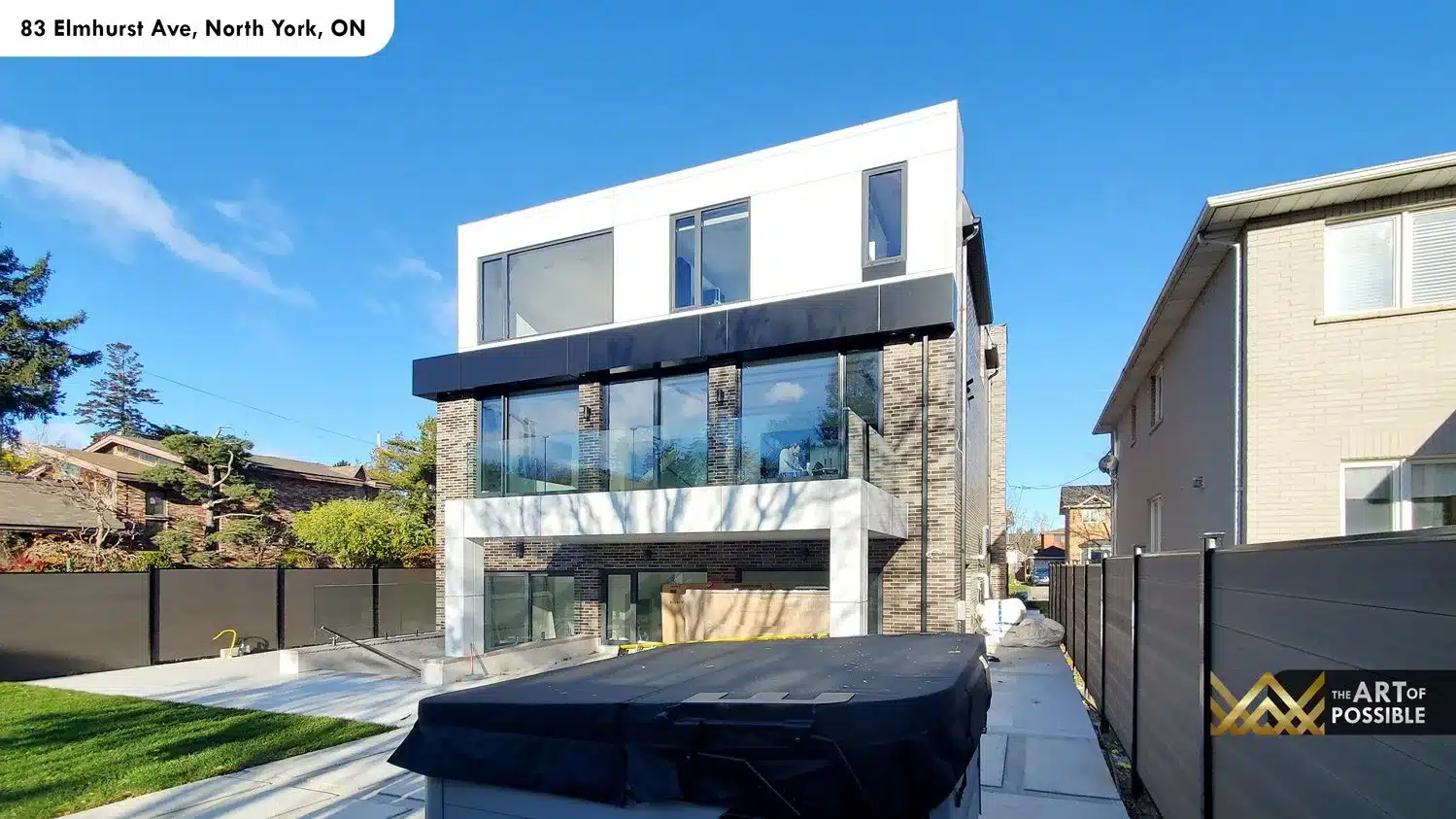 83 Elmhurst Ave North York rear exterior brick glass sliding doors patio