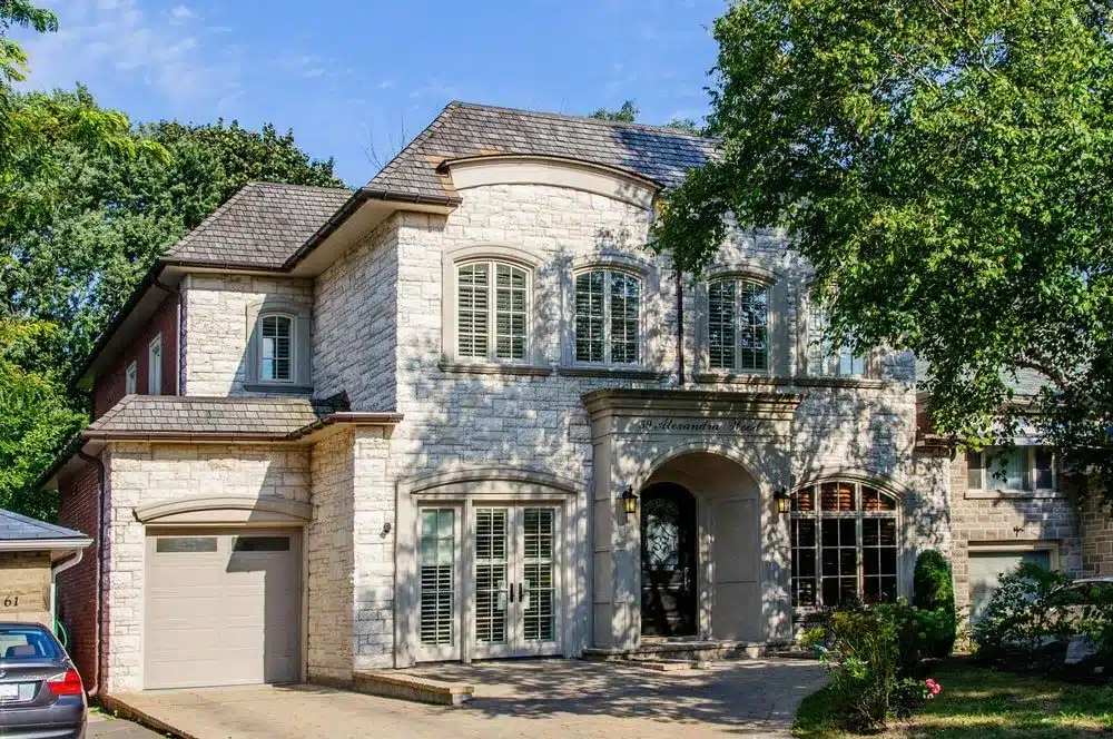 59 Alexandra Wood, North York: A Stone Turret Facade, Wood-Panelled Study and Spa Ensuite with Brass-Fitted Marble Tub