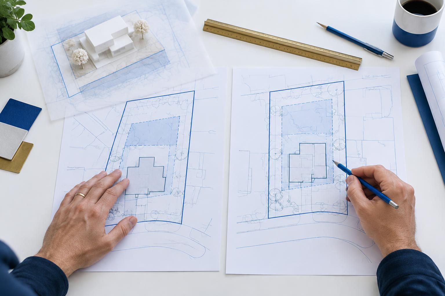 Architectural drawings and a site plan prepared for a Committee of Adjustment submission