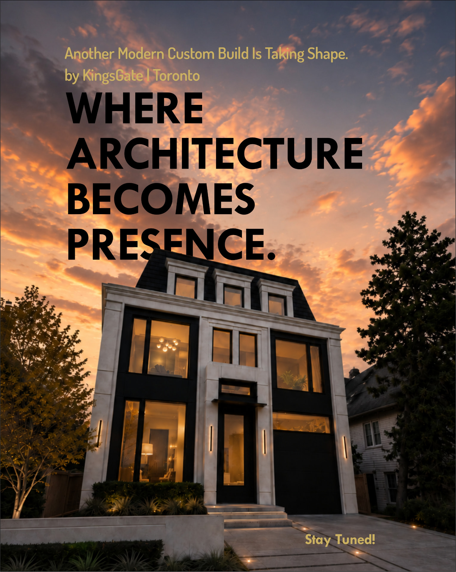 Where architecture becomes presence. KingsGate forthcoming custom home — Modern classic