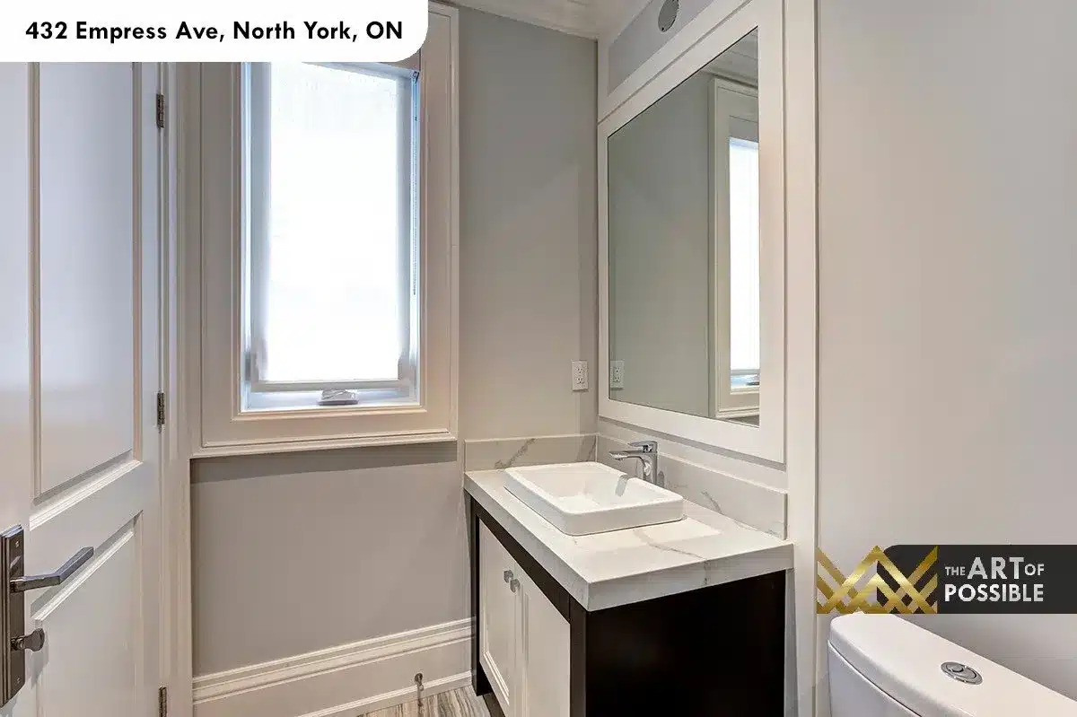 432 Empress Ave - secondary ensuite with vessel sink and marble vanity top