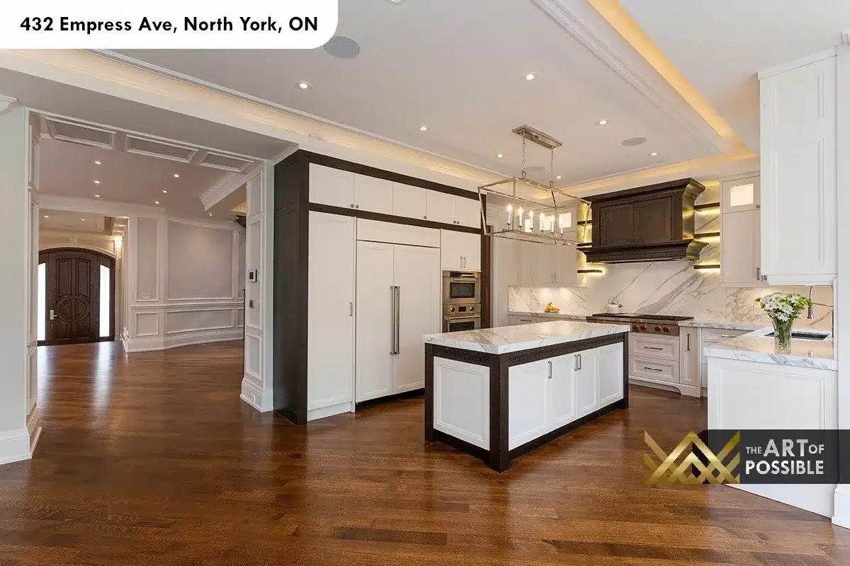 432 Empress Ave - kitchen with integrated refrigerator and view through to foyer